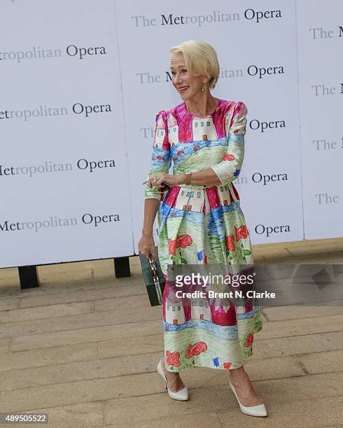 Dame Helen Mirren arrives for the Metropolitan Opera's 2015-2016 season opening night performance of "Otello" held at The Metropolitan Opera House on...