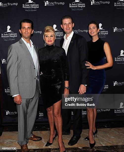 Donald Trump Jr., Ivana Trump, Eric Trump and Ivanka Trump attends the 9th Annual Eric Trump Foundation golf invitational at Trump National Golf Club...