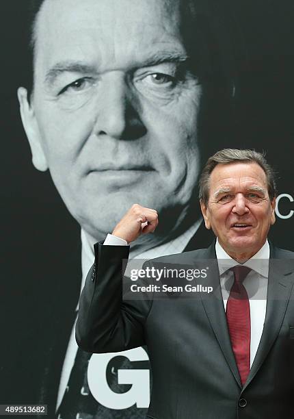 Former German Chancellor Gerhard Schroeder arrives for the presentation of his biography on September 22, 2015 in Berlin, Germany. The biography,...