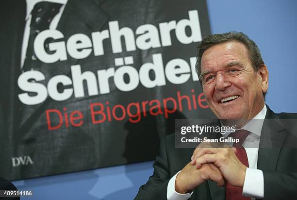 Former German Chancellor Gerhard Schroeder attends the presentation of his biography on September 22, 2015 in Berlin, Germany. The biography, called...