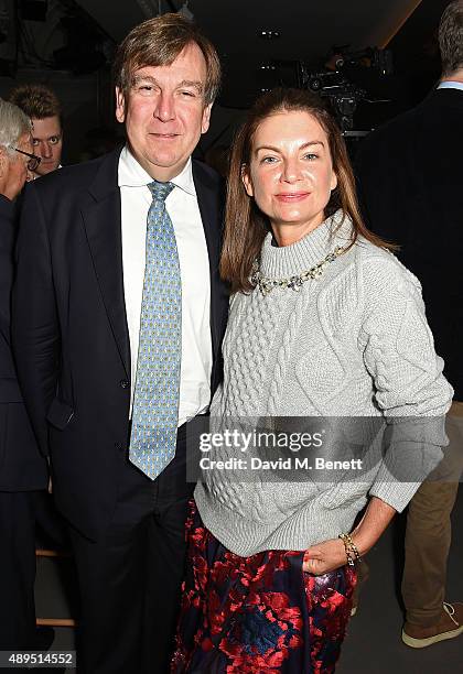 John Whittingdale and Natalie Massenet attend the Anya Hindmarch Spring/Summer 2016 show on September 22, 2015 in London, England.