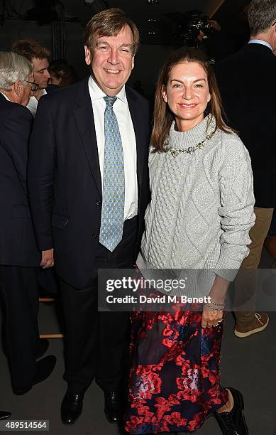 John Whittingdale and Natalie Massenet attend the Anya Hindmarch Spring/Summer 2016 show on September 22, 2015 in London, England.