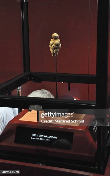 Venus of Willendorf ' statuette on display at Naturhistorisches Museum on September 22, 2015 in Vienna, Austria. The statue, which will be on display...