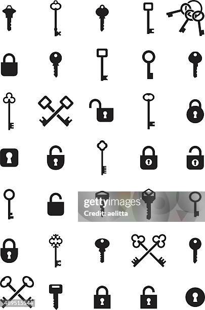key-symbole - schloss abschließen stock-grafiken, -clipart, -cartoons und -symbole