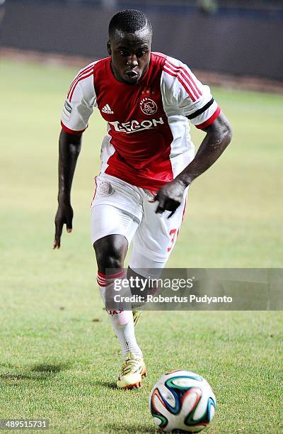 Lesly De Sa of AFC Ajax runs with the ball during the international friendly match between Perija Jakarta and AFC Ajax on May 11, 2014 in Jakarta,...