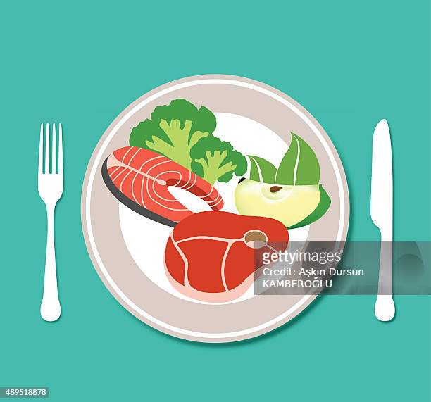 gesunde essen platte - gerichtsmedizin stock-grafiken, -clipart, -cartoons und -symbole