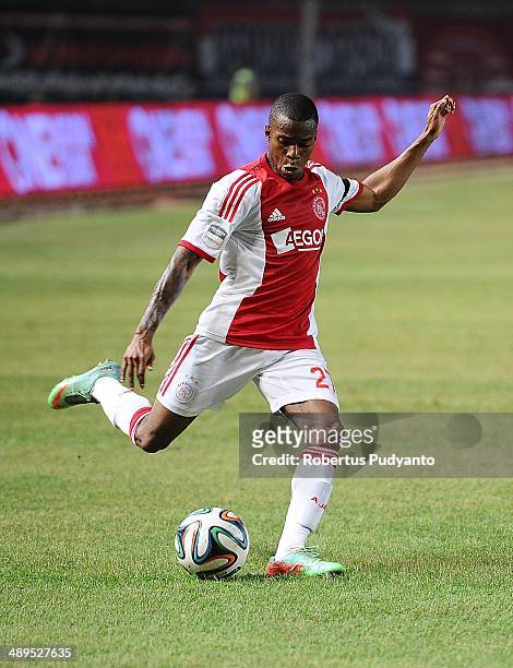 Ruben Ligeon of AFC Ajax runs with the ball during the international friendly match between Perija Jakarta and AFC Ajax on May 11, 2014 in Jakarta,...