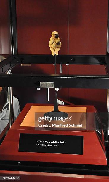 Venus of Willendorf ' statuette on display at Naturhistorisches Museum on September 22, 2015 in Vienna, Austria. The statue, which will be on display...