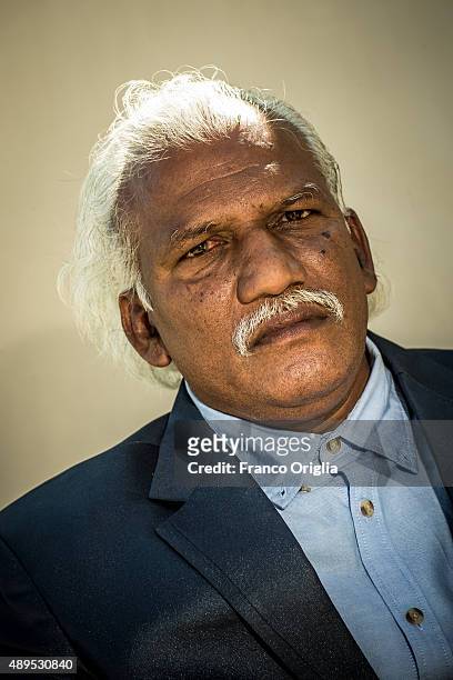 Author Chandrakumar is photographed for Self Assignment on September 7, 2015 in Venice, Italy.
