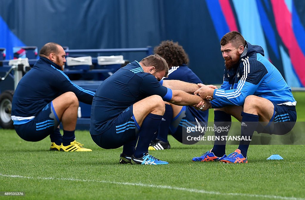 Michele Rizzo Rugby Italy's prop Michele Rizzo attends a rugby team training session at ...