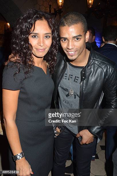 Presenter Aida Touihri and dancer Brahim Zaibat attend the 'FIFA 16 Live Event' at the Faust Club on September 21, 2015 in Paris, France.