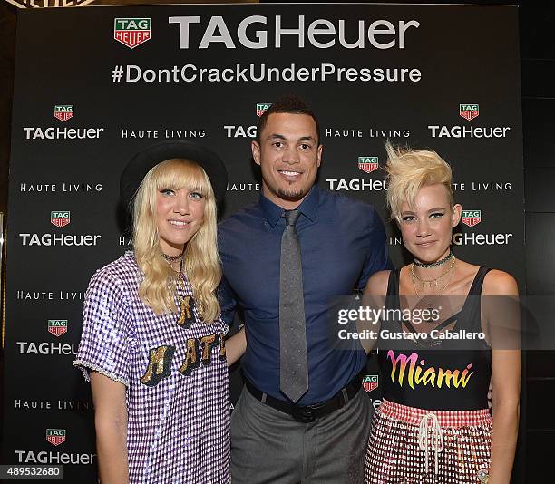 Olivia Nervo Giancarlo Stanton and Miriam Nervo of Nervo attends the Haute Living Miami Cover Launch Event With Tag Heuer - Giancarlo Stanton & Nervo...