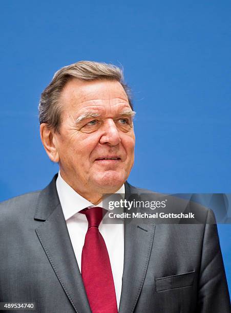 Former German Chancellor Gerhard Schroeder attends the presenation of 'Die Biographie' of 'The Biography' by biographer Gregor Schoellgen on...