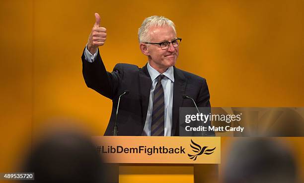 Liberal Democrat MP Norman Lamb speaks on the fourth day of the Liberal Democrats annual conference on September 22, 2015 in Bournemouth, England....