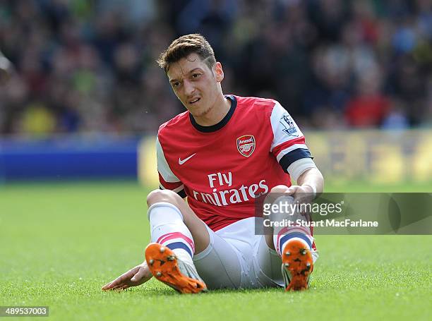 Mesut Ozil of Arsenal during the Barclays Premier League match between Norwich City and Arsenal at Carrow Road on May 11, 2014 in Norwich, England.