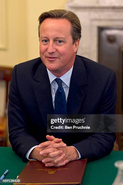 David Cameron hosts a Business Advisory Board meeting at Downing Street on September 22, 2015 in London, England. This is the first meeting the...