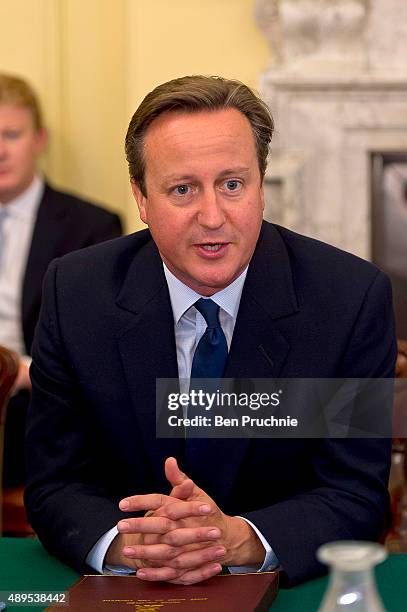 David Cameron hosts a Business Advisory Board meeting at Downing Street on September 22, 2015 in London, England. This is the first meeting the...