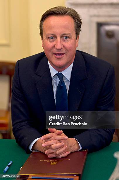 David Cameron hosts a Business Advisory Board meeting at Downing Street on September 22, 2015 in London, England. This is the first meeting the...