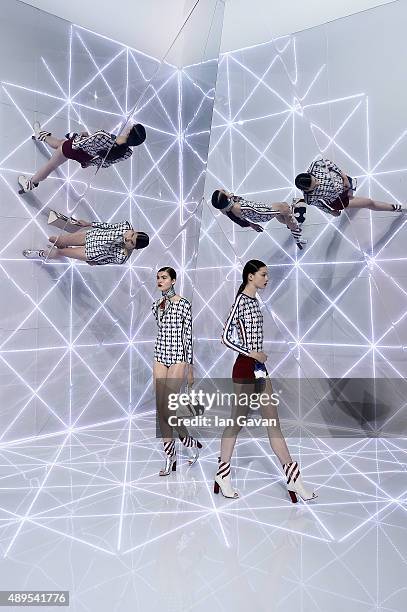Models walk the runway at the Anya Hindmarch show during London Fashion Week Spring/Summer 2016 on September 22, 2015 in London, England.