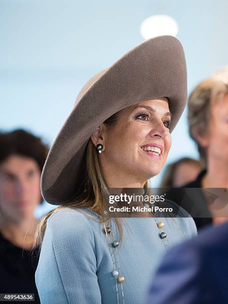 Queen Maxima of The Netherlands opens the new visitor center of the Netherlands Bank on September 22, 2015 in Amsterdam, Netherlands