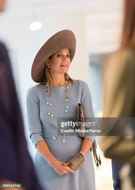 Queen Maxima of The Netherlands opens the new visitor center of the Netherlands Bank on September 22, 2015 in Amsterdam, Netherlands