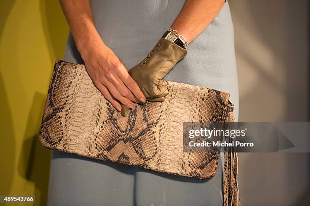 Queen Maxima of The Netherlands, fashion detail, opens the new visitor center of the Netherlands Bank on September 22, 2015 in Amsterdam, Netherlands