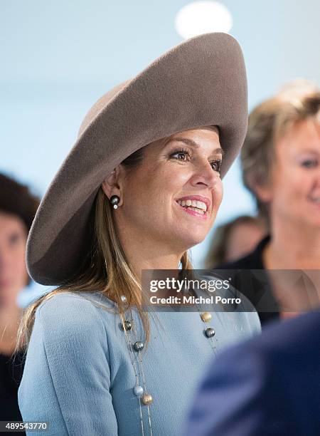 Queen Maxima of The Netherlands opens the new visitor center of the Netherlands Bank on September 22, 2015 in Amsterdam, Netherlands