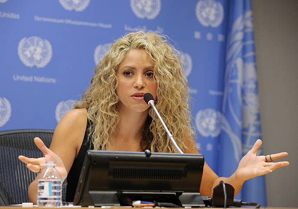 Singer Shakira speaks during a press conference following the Meeting Of The Minds: Investing In Early Childhood Development As The Foundation For...