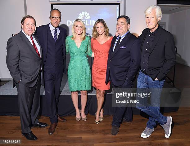 Dateline Season 24 Premiere Event -- Pictured: Dennis Murphy, Lester Holt, Andrea Canning, Natalie Morales, Josh Mankiewicz, Keith Morrison --