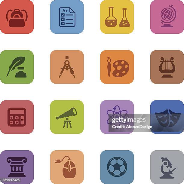 colorful education icon set - train uk stock illustrations