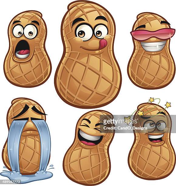 ilustrações, clipart, desenhos animados e ícones de conjunto de desenhos de amendoim - amendoim noz