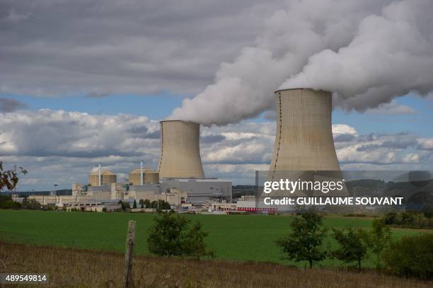 Picture taken on September 22, 2015 shows the Civaux Nuclear Power Plant at the edge of Vienne River between Confolens and Chauvigny, and 34 km...