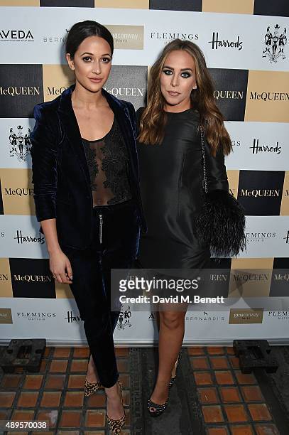 Roxie Nafousi and Chloe Green attend the exclusive viewing of 'McQueen' hosted by Karim Al Fayed for Lonely Rock Investments during London Fashion...