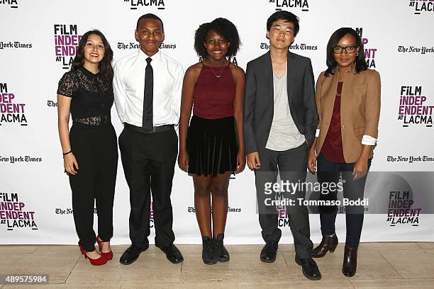 Filmmaker Leslie Torres, Isaiah Ray Pearce, Gillian Lyons, Eugene Ko and Alvie Johnson attend the Film Independent at LACMA screening and Q&A of...