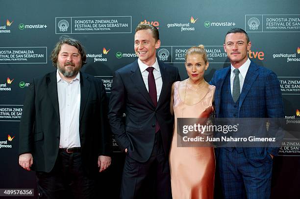 Ben Wheatley, Tom Hiddleston, Sienna Miller and Luke Evans attend 'High-Rise' premiere during 63rd San Sebastian Film Festival on September 22, 2015...