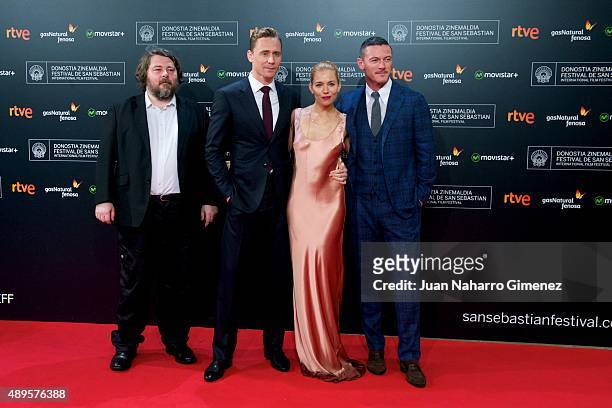 Ben Wheatley, Tom Hiddleston, Sienna Miller and Luke Evans attend 'High-Rise' premiere during 63rd San Sebastian Film Festival on September 22, 2015...