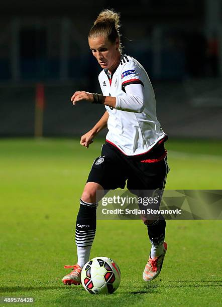 Simone Laudehr of Germany in action during the UEFA Women's Euro 2017 Qualifier between Croatia and Germany at Kranjceviceva Stadium on September 22,...