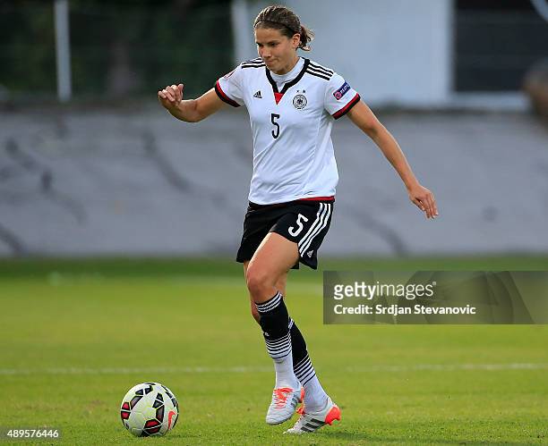 Annike Krahn of Germany in action during the UEFA Women's Euro 2017 Qualifier between Croatia and Germany at Kranjceviceva Stadium on September 22,...