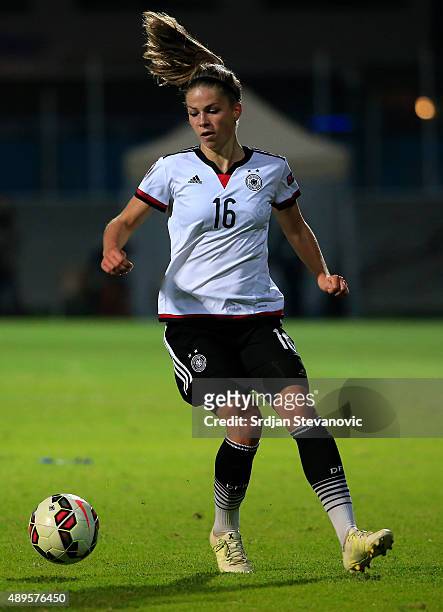 Melanie Leupolz of Germany in action during the UEFA Women's Euro 2017 Qualifier between Croatia and Germany at Kranjceviceva Stadium on September...