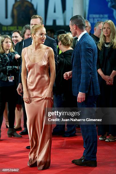 Sienna Miller and Luke Evans attend 'High-Rise' premiere during 63rd San Sebastian Film Festival on September 22, 2015 in San Sebastian, Spain.