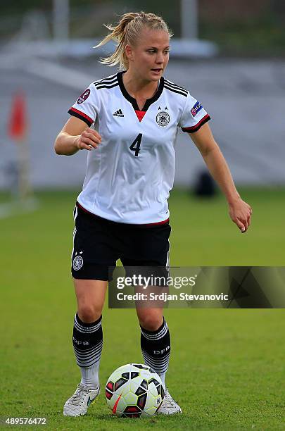 Leonie Maier of Germany in action during the UEFA Women's Euro 2017 Qualifier between Croatia and Germany at Kranjceviceva Stadium on September 22,...