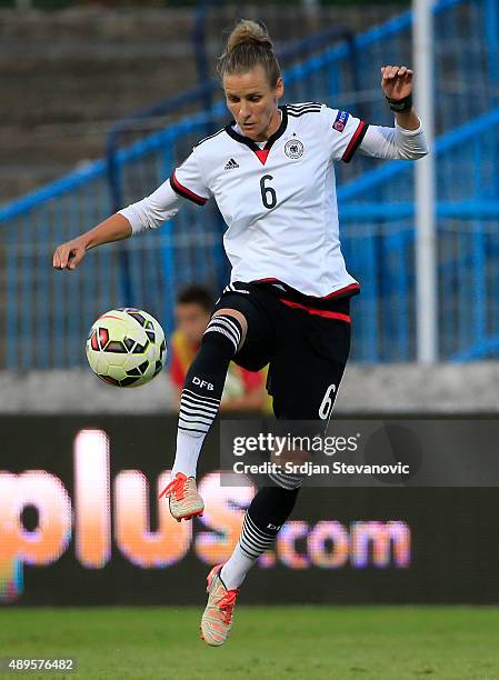Simone Laudehr of Germany in action during the UEFA Women's Euro 2017 Qualifier between Croatia and Germany at Kranjceviceva Stadium on September 22,...