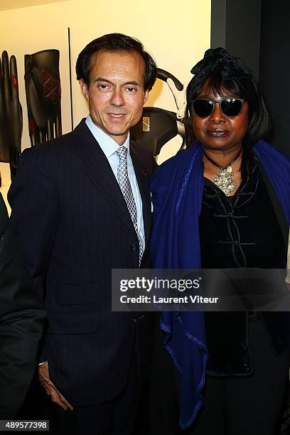 Stephane Ruffier-Meray and Princess Siki of Somalia attend the 'Maison Fabre x DS World Paris' At The DS Flagshipstore In Paris on September 22, 2015...