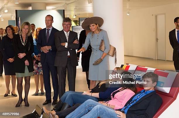 Queen Maxima of The Netherlands opens the new visitor center of the Netherlands Bank on September 22, 2015 in Amsterdam, Netherlands