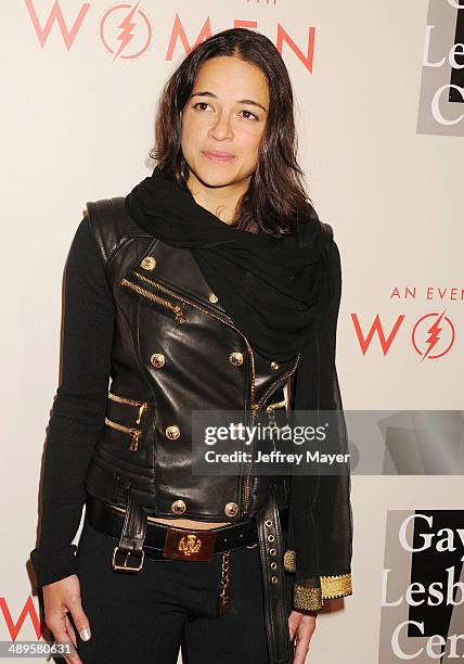 Actress Michelle Rodriguez arrives at the 2014 "An Evening With Women" Benefiting L.A. Gay & Lesbian Center at the Beverly Hilton Hotel on May 10,...