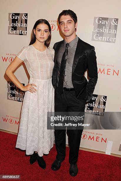 Actors Maia Mitchell and David Lambert arrive at the 2014 "An Evening With Women" Benefiting L.A. Gay & Lesbian Center at the Beverly Hilton Hotel on...
