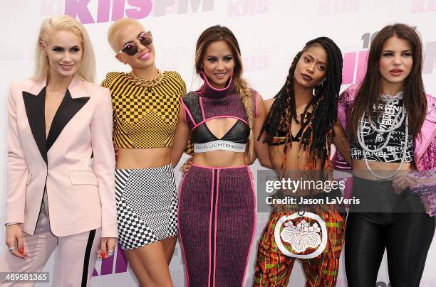 Lauren Bennett, Paula Van Oppen, Emmalyn Estrada, Simone Battle and Natasha Slayton of the group G.R.L. Attend 102.7 KIIS FM's 2014 Wango Tango at...