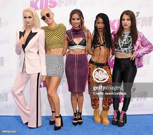 Lauren Bennett, Paula Van Oppen, Emmalyn Estrada, Simone Battle and Natasha Slayton of the group G.R.L. Attend 102.7 KIIS FM's 2014 Wango Tango at...