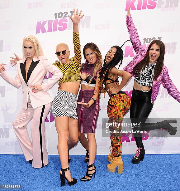 Lauren Bennett, Paula Van Oppen, Emmalyn Estrada, Simone Battle and Natasha Slayton of the group G.R.L. Attend 102.7 KIIS FM's 2014 Wango Tango at...