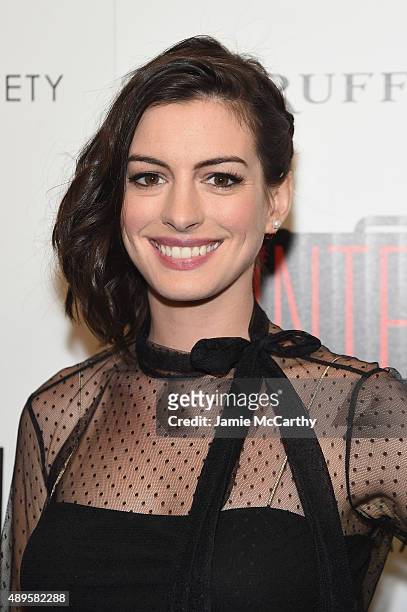 Anne Hathaway attends a screening of Warner Bros. Pictures "The Intern" hosted by The Cinema Society And Ruffino on September 22, 2015 in New York...